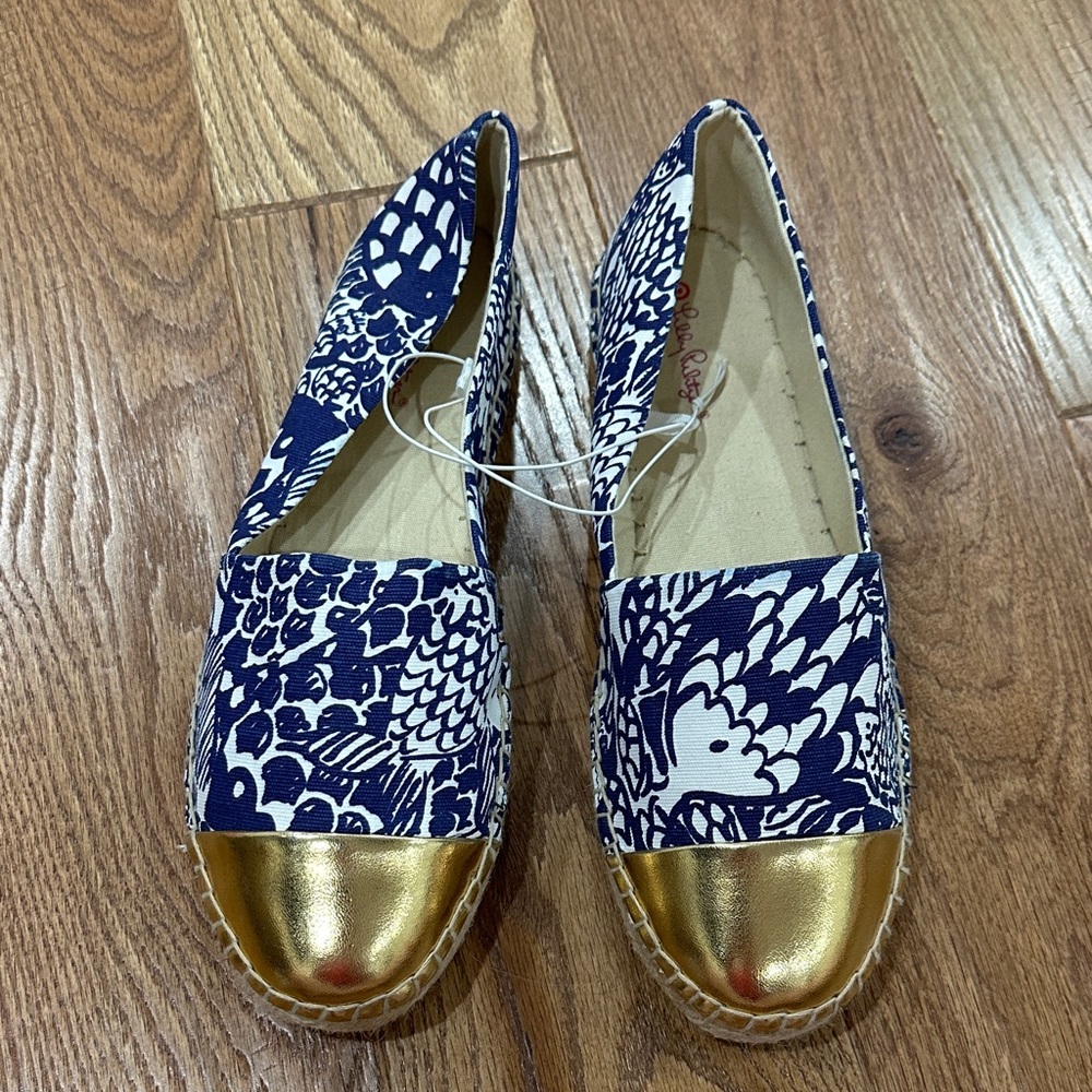 Lilly Pulitzer for Target Navy and Gold Espadrilles 9.5
